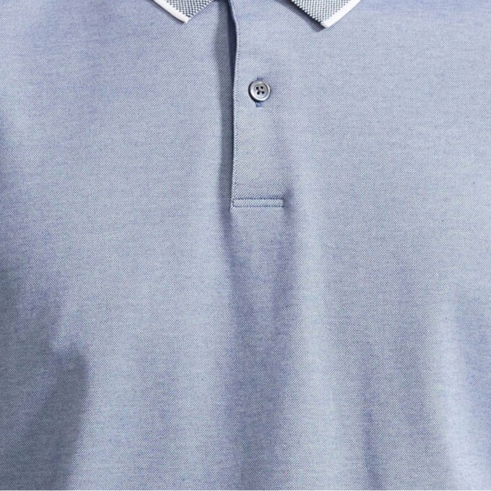 Theory Men's Slate Blue Polo with Contrast Collar Trim - Picture 7 of 7